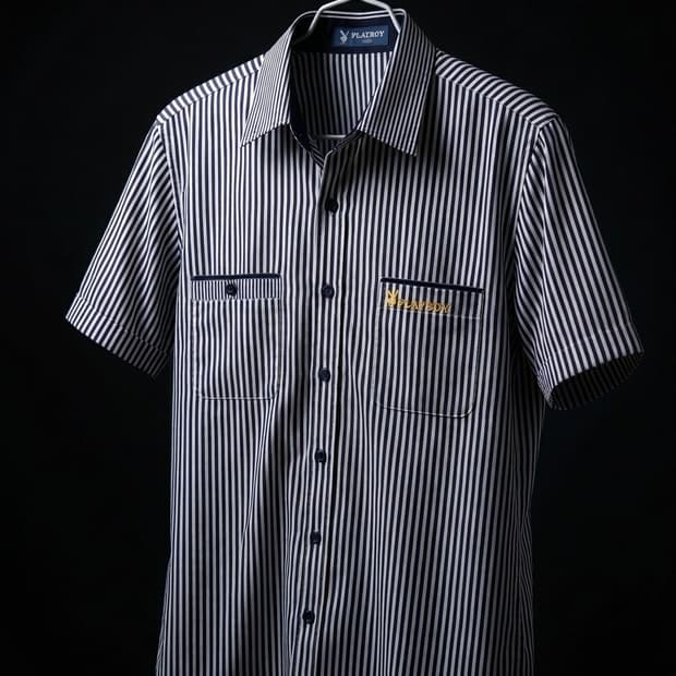 PLAYBOY 플레이보이 스트라이프 반팔셔츠