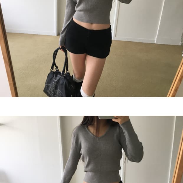 아워캐비넷 than v neck knit