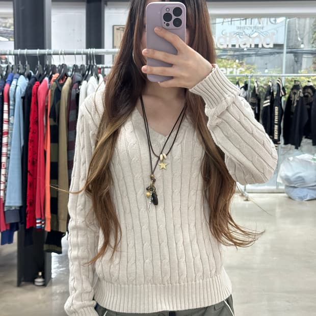 폴로랄프로렌 QR신형택 꽈배기 니트