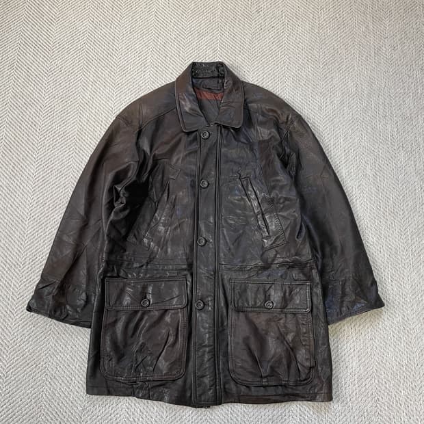 빈티지 브라운 디어스킨  그레인 소프트 레더 자켓
