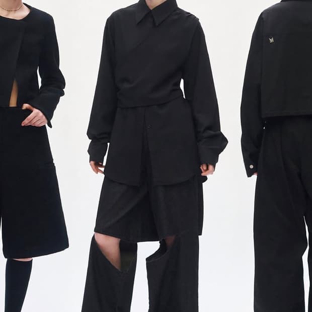 트리밍버드 랩 셔링 블라우스 블랙