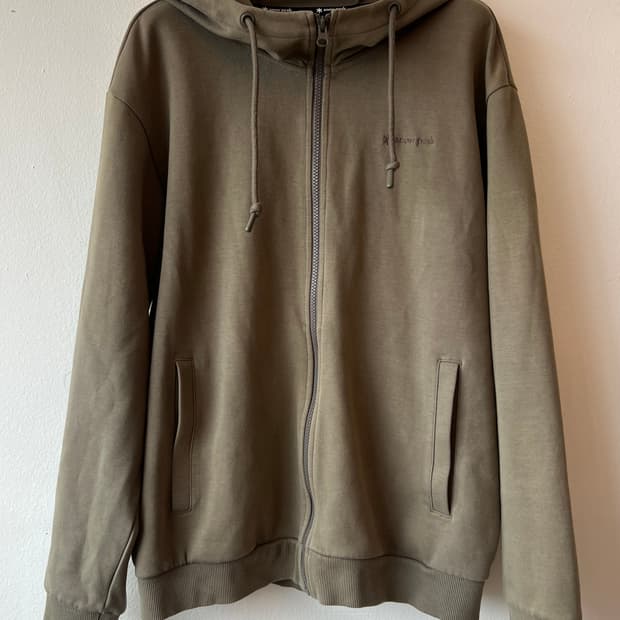 스노우피크 남성 카키 코튼 후드집업점퍼 