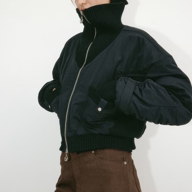 Yuse 유즈 KNIT BLOCK PUFFER SHORT JUMPER