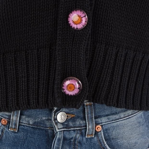 오프닝세레모니 20SS 플라워 버튼 코튼 크롭 가디건