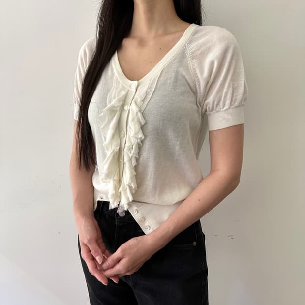 츠모리치사토 tsumori chisato 디테일 반팔 가디건