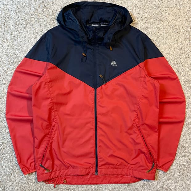 00's 나이키 ACG 배색 후드 바람막이 자켓 레드 네이비