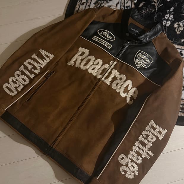 (M) 버커루 스웨이드 배색 라이더 자켓