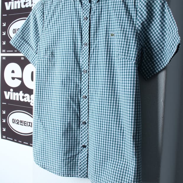 W(L-XL) 라코스테 반팔 카라 티셔츠 셔츠 남방 체크-H34248