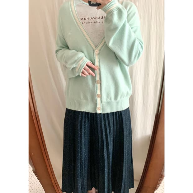 파스텔 민트 스쿨 가디건