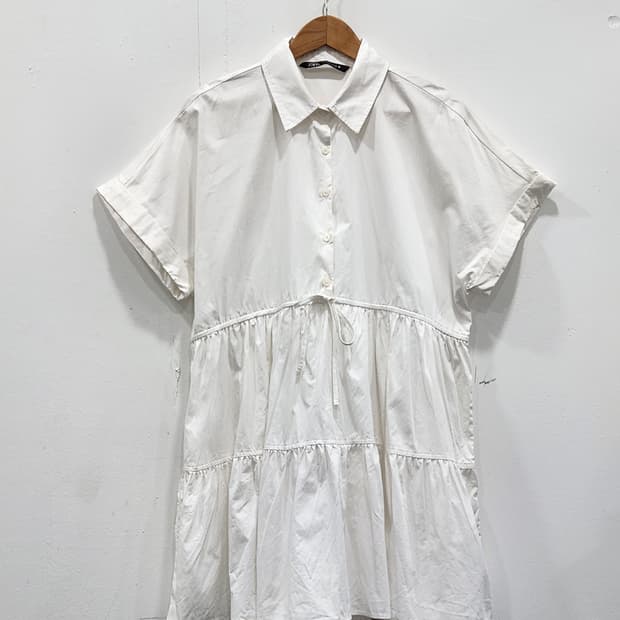 [M] 자라 ZARA 루즈핏 화이트 셔츠 원피스 반팔