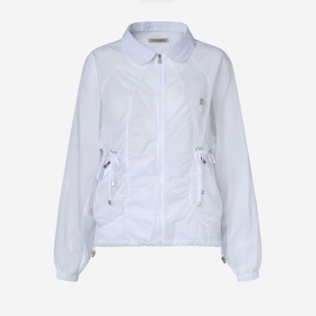 코이세이오 라운드 칼라 리본 바람막이 윈드브레이커 화이트