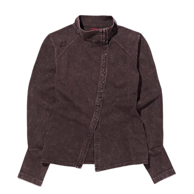 미스치프 워시드 저지 셔츠 퍼플 브라운 S