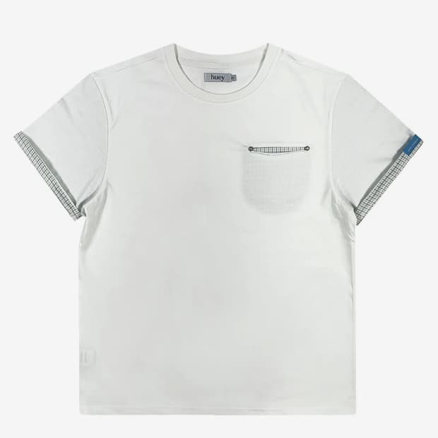 휴이 Check Rollup Tee White 00