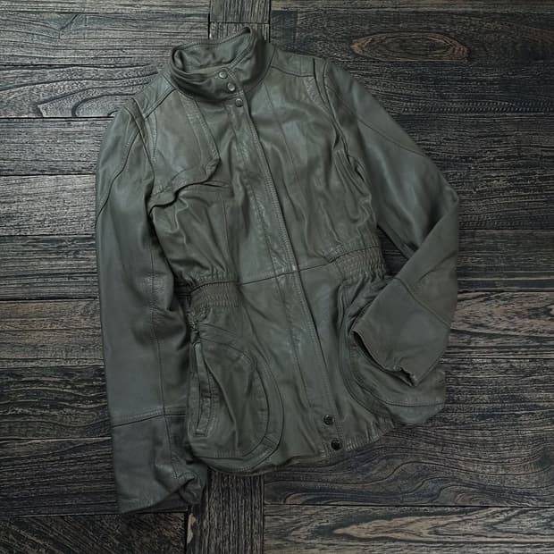 [빈티지] 슬림핏 집업 레더 자켓 M17939