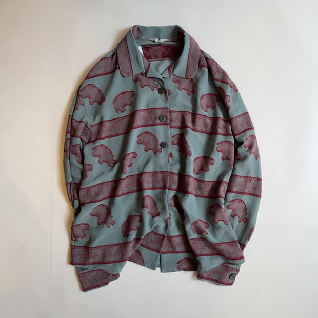 Sage Green Animal Pattern Shirt