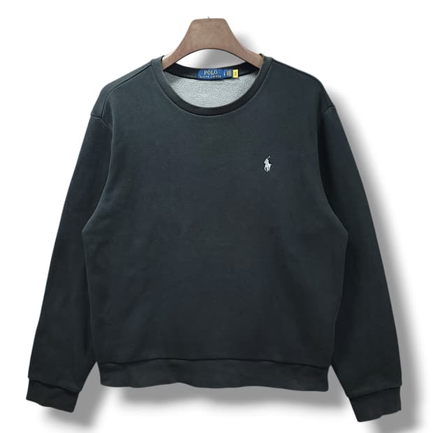 [L] 폴로 랄프로렌 블랙 크루넥 스웨트 기모 맨투맨