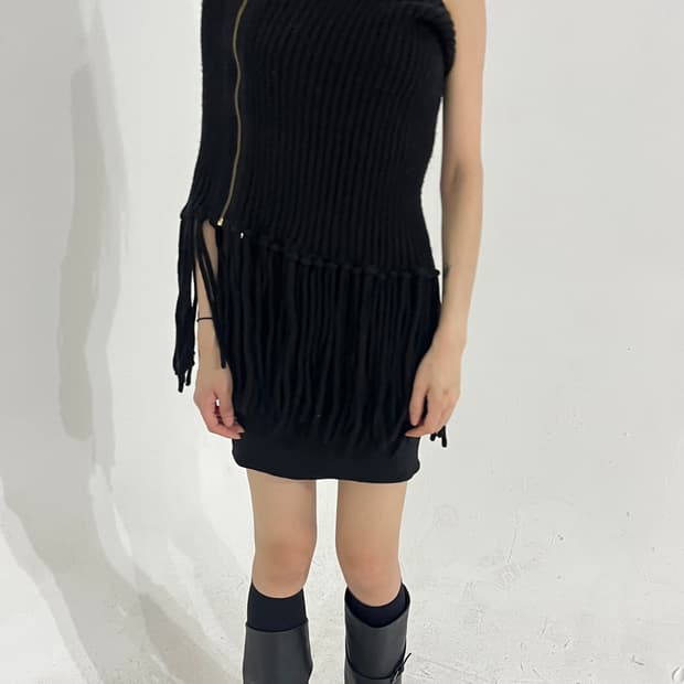 Fringe shawl knit