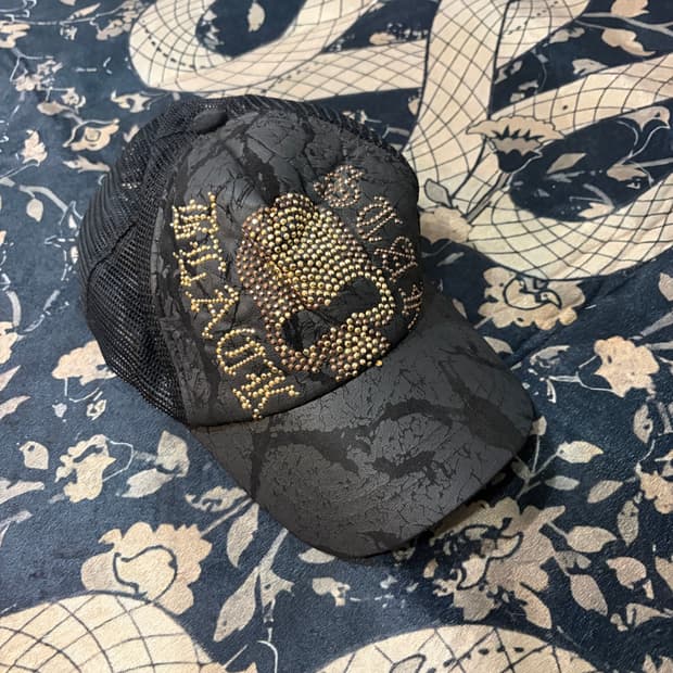 Rockchic cubic skull crack Mesh Cap