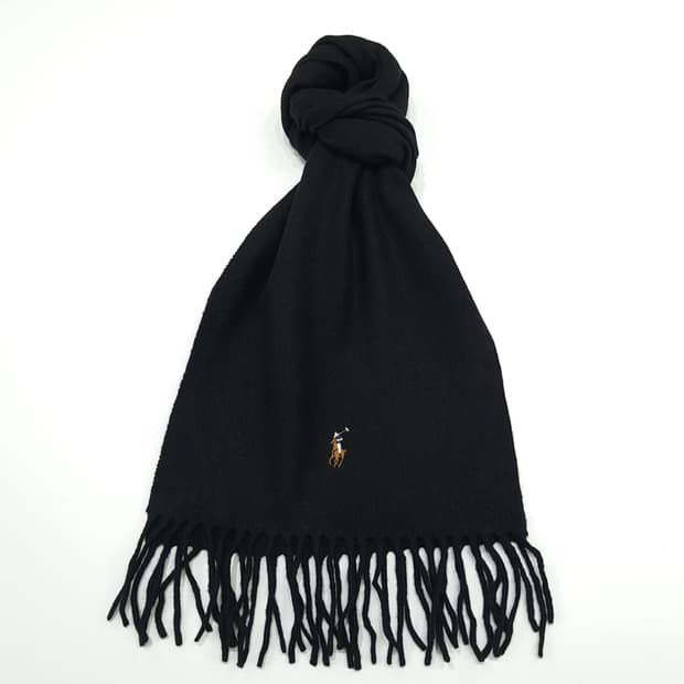 MX255 폴로 랄프로렌 블랙 램스울 목도리 머플러