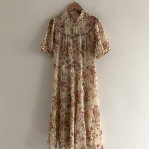 Flower China Neck Dress
