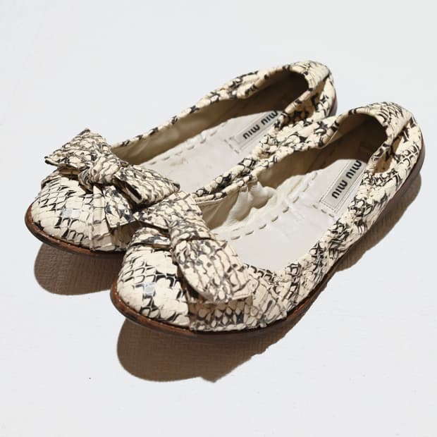 miu miu 2000s python flat shoes