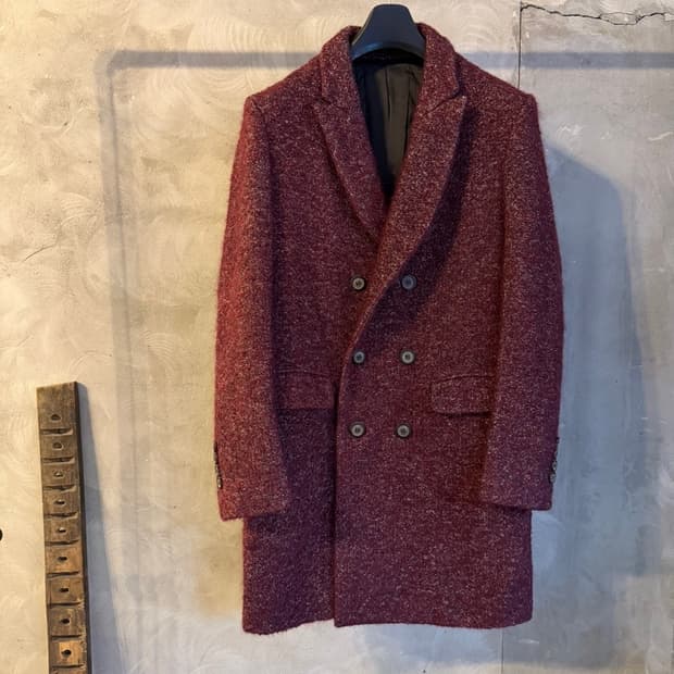 솔리드옴므 모헤어 더블 브레스티드 코트 슬림100