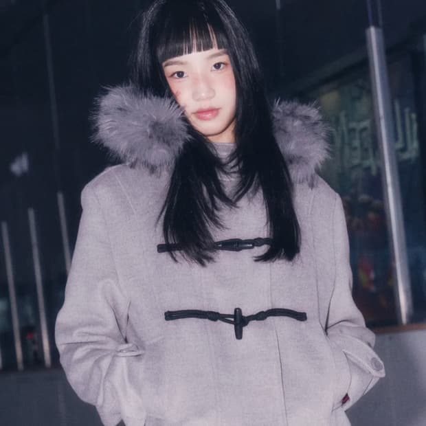 로긴앤로지 후디 퍼 하프 코트 그레이