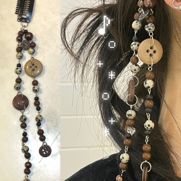 핸드메이드 단추 헤어피스