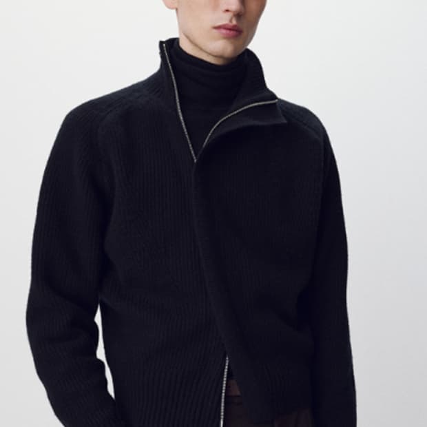 토니웩 사선 니트 집업