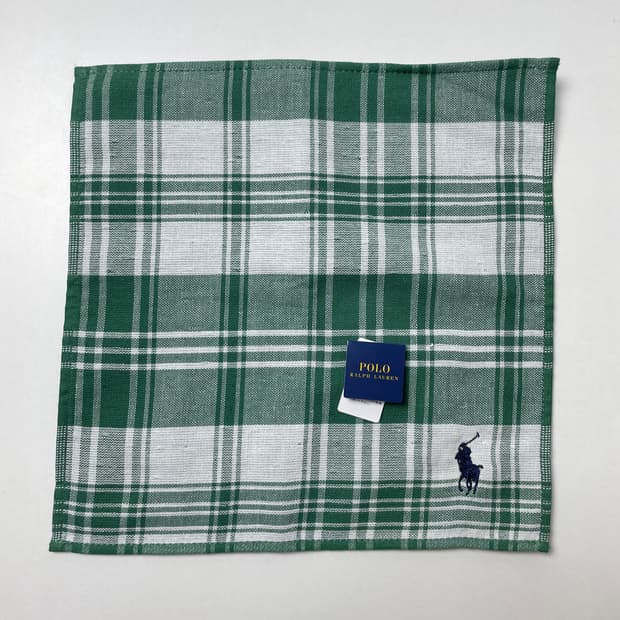 [새상품] 폴로 랄프로렌 핸드 타월 손수건 체크 그린