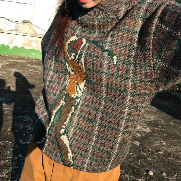 골프 체크 니트 