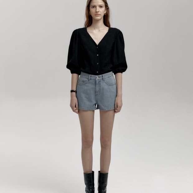 shopm 샵엠 bean wrinkle blouse (black)