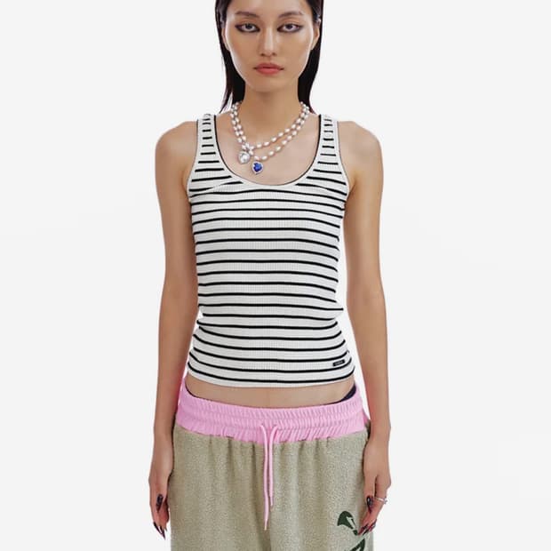 Leey stripe rib tank top 