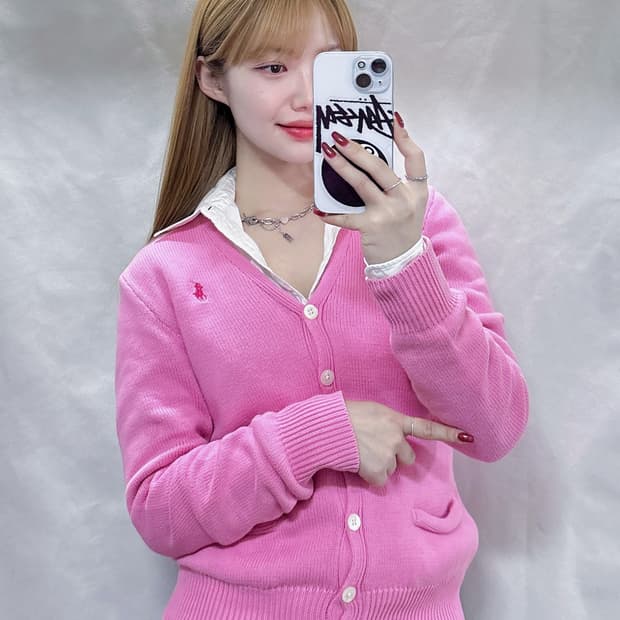 폴로 랄프로렌 핑크 포니 가디건