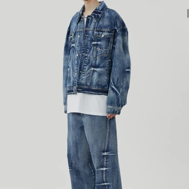 메종미네드 PINCH WIND DENIM PANTS BLUE