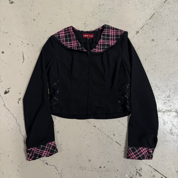 bodyline sailor collar eyelet zip-up