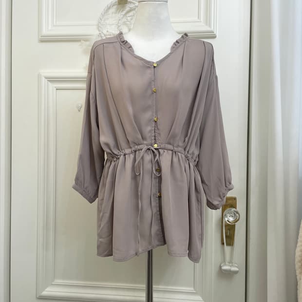 dark lavender gold button autumn blouse