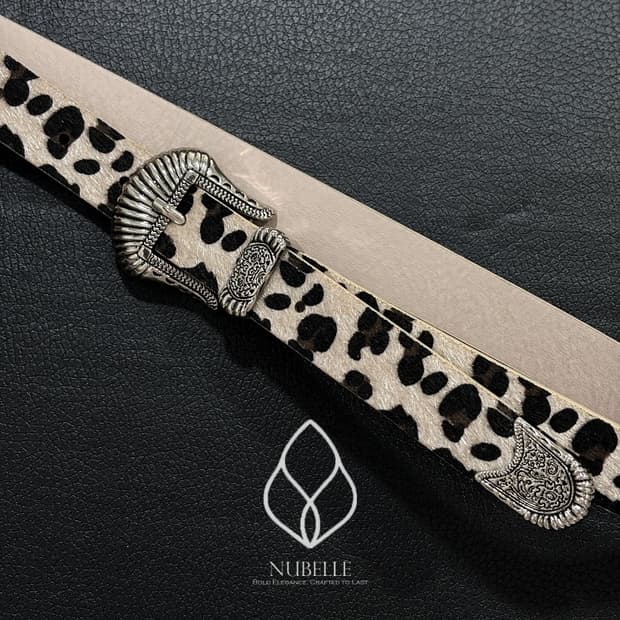 🌗 Leopard western belt / 호피 송치털 웨스턴 벨트
