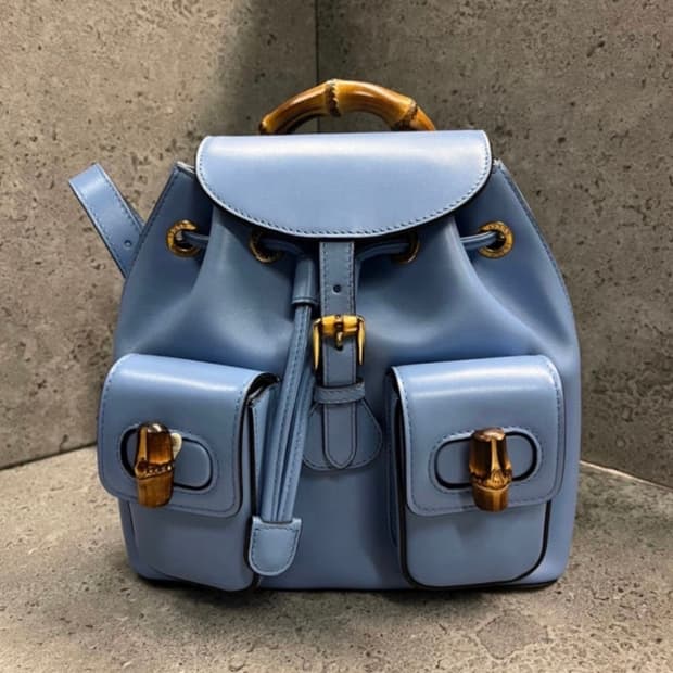 구찌 백팩 뱀부 라이트블루 새상품