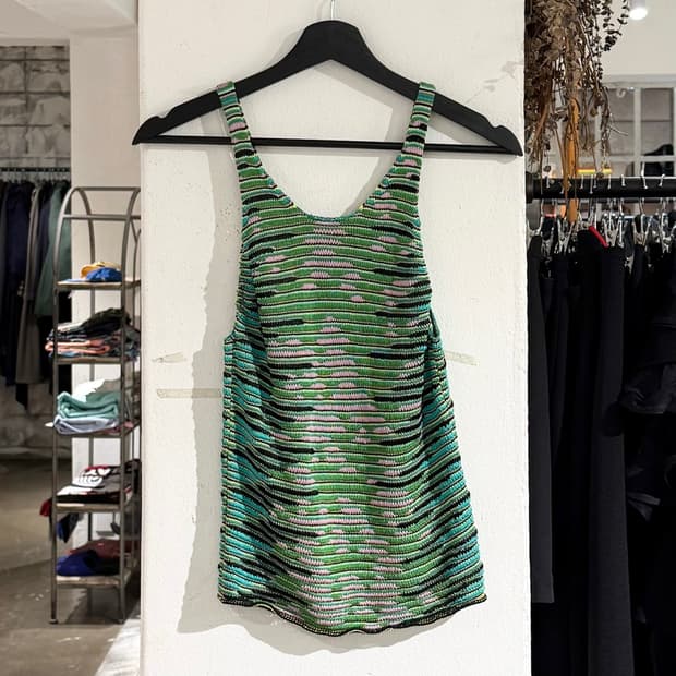 미쏘니 그린 멀티컬러 슬리브리스 니트 탱크 탑 