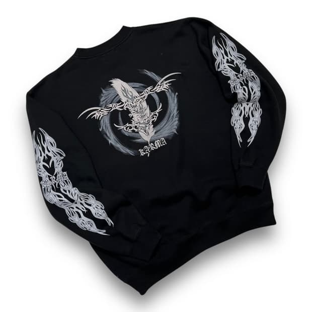 펑크 카르마 트라이벌 플레임 빈티지 다크 맨투맨