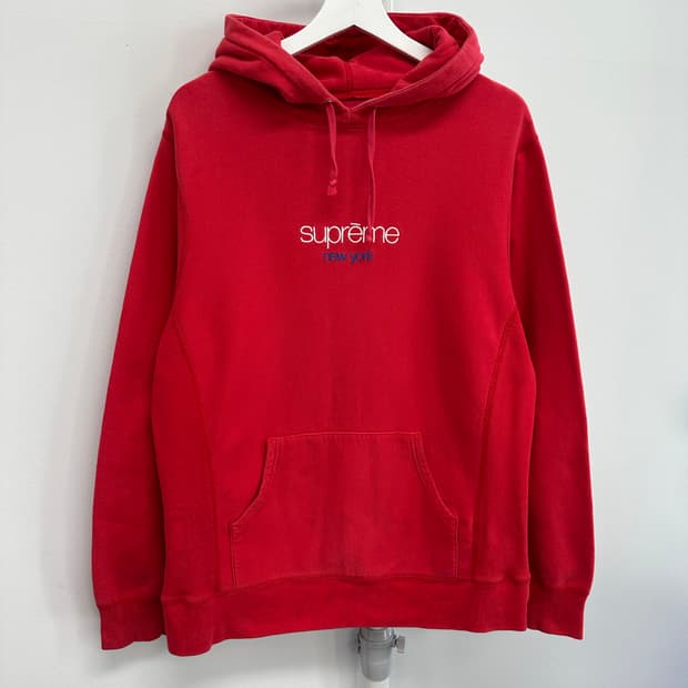 슈프림 클래식 자수 로고 후드티