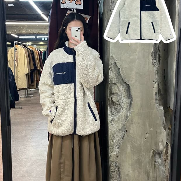 챔피온 플리스 자켓 아이보리 XL #csz3503