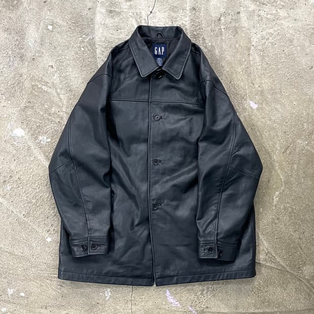 90-00's 갭 레더 카 코트 XXL