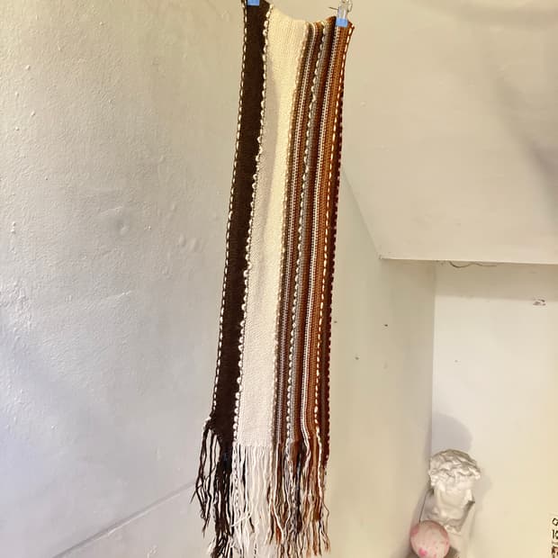 빈티지 브라운 스트라이프 머플러