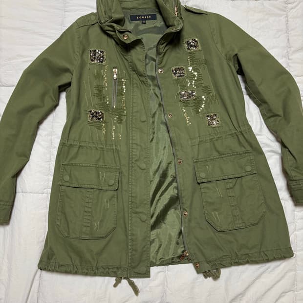 에고이스트 스팽글 자수 빈티지 야상 점퍼