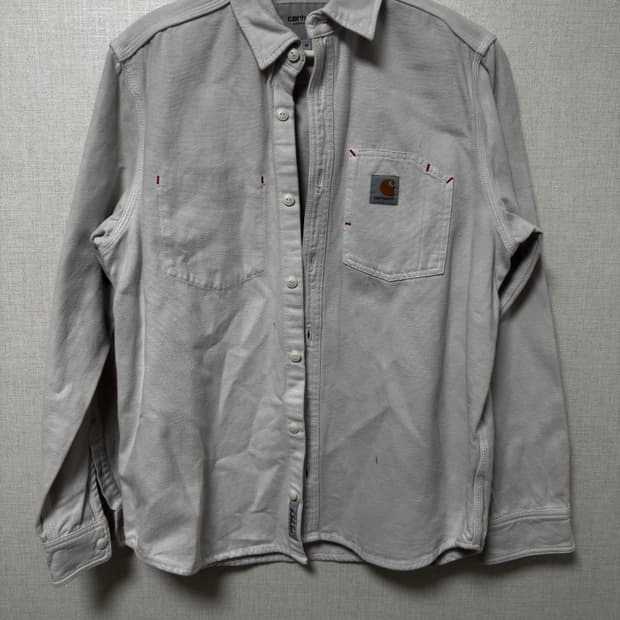 칼하트 WIP 로고 패치 오프화이트 셔츠 자켓 M