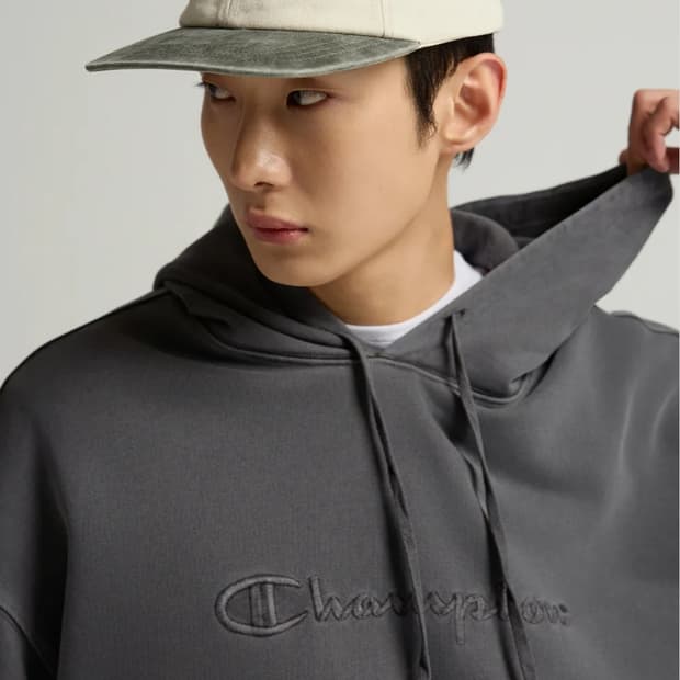챔피온 빅로고 피그먼트 오버핏 후드