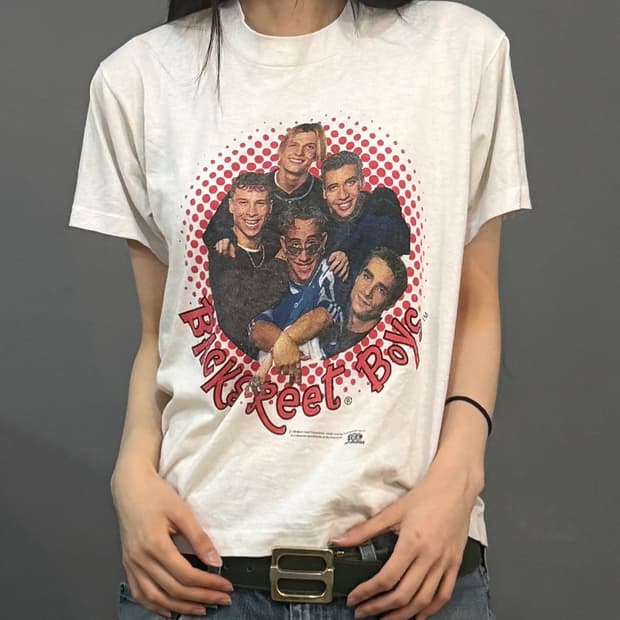90s 백스트리트 보이즈 아이보리 반팔티