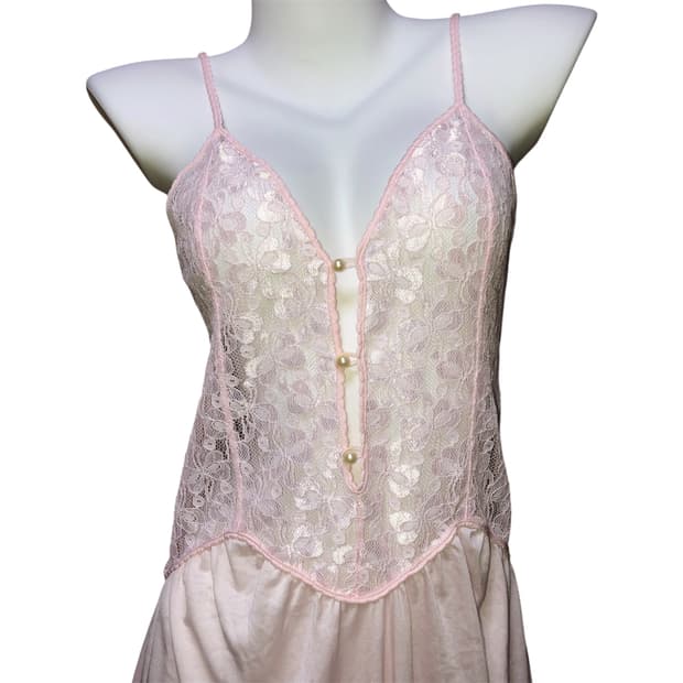 리본 레이스 진주 버튼 셔링 슬립 원피스 페어리 달천